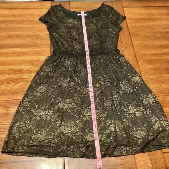 Vintage Body Central Floral Lace Black & Gold Dress Size S - Picture 8 of 10